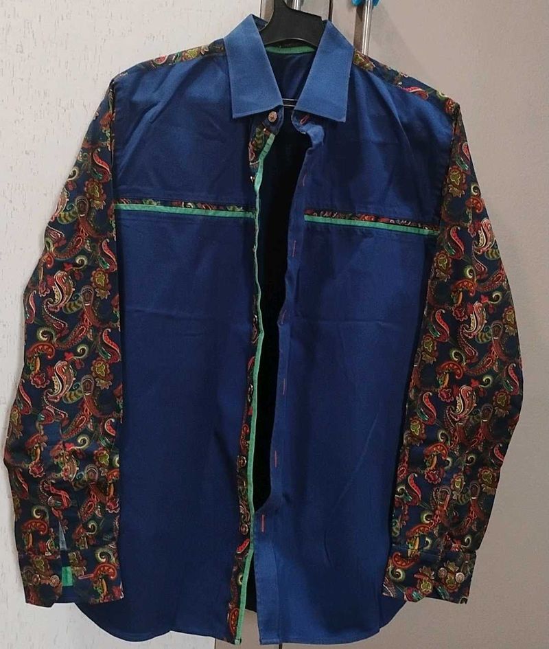 Stylish Blue Paisley Shirt (40")