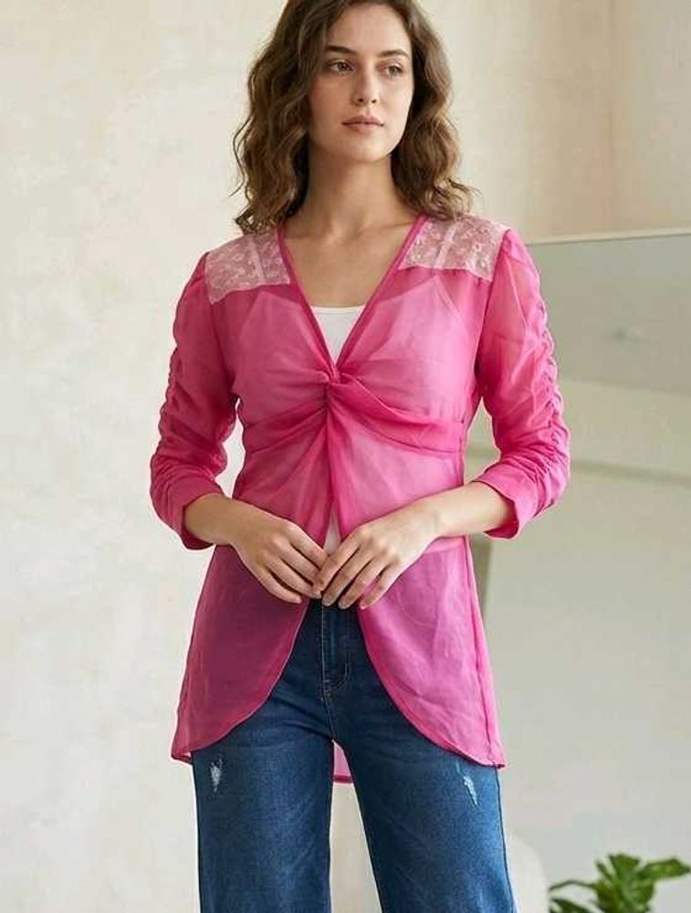 Trendy unique Pink Twisted Shrug