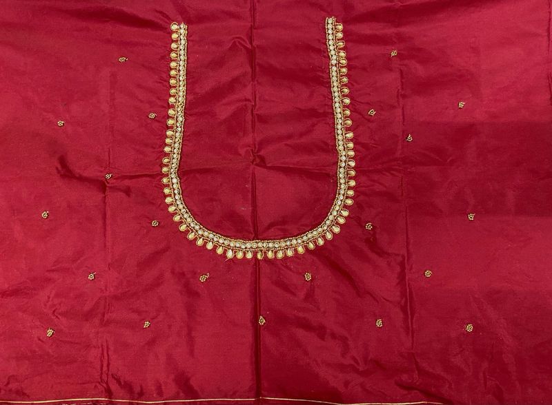 Marroon Maggam Work Blouse Unstitched.