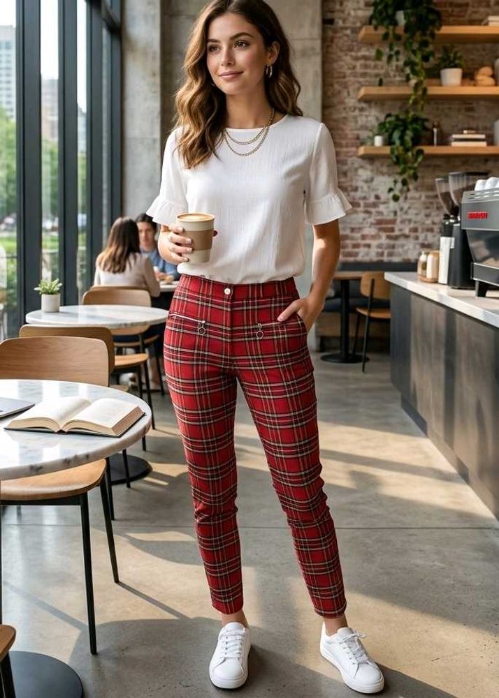 Chic Plaid🅰️ Slim Fit Pants