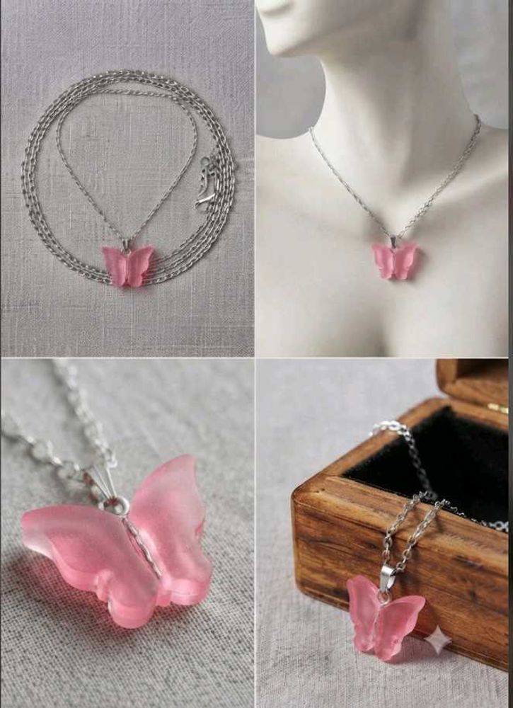 Cute Pink Butterfly Necklace