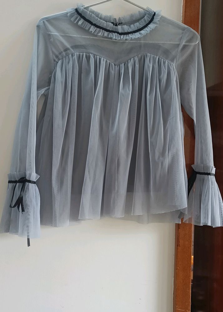Grey Colour Net Top🤍