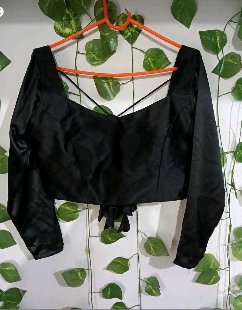 Stylish Black Satin Blouse