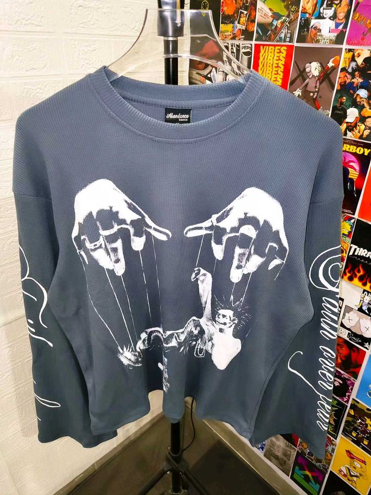 BOXY FIT GRAPHIC PRINTED BAGGY WAFFLE TEE 💀🔥😎