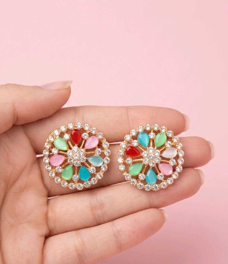 Colorful Gemstone Stud Earrings