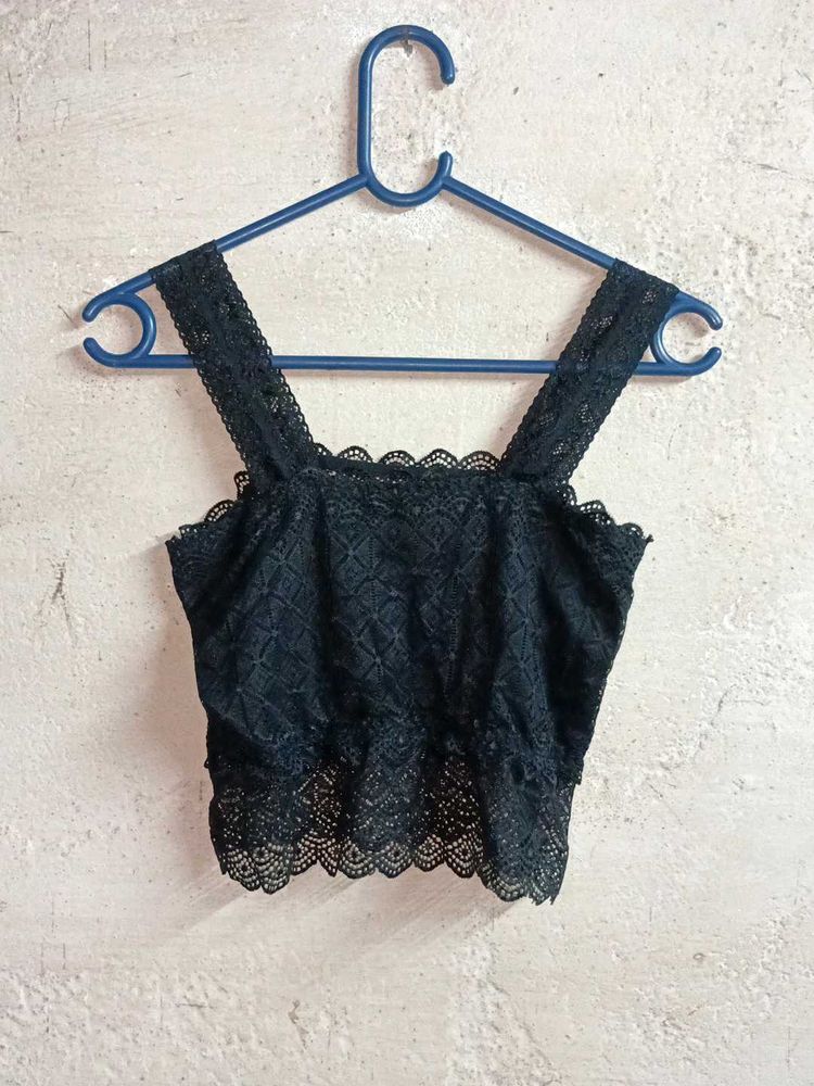 Girl's Lace Crop Top Black 🖤