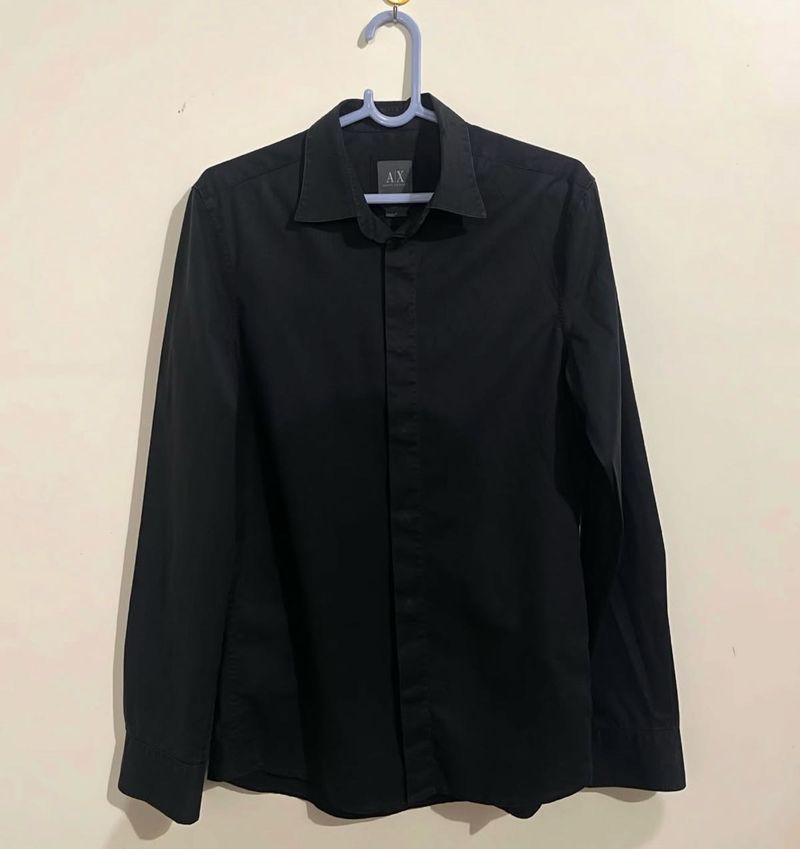 AX Men's Black Button-Down Shirt