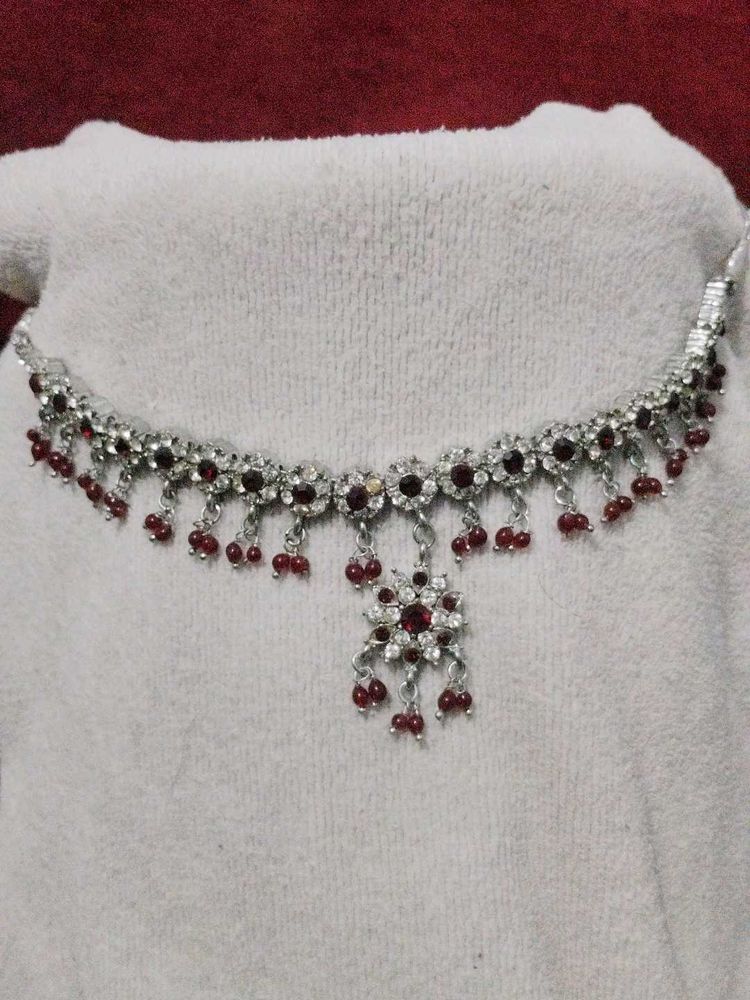 Stunning Red &amp; Crystal Choker Necklace