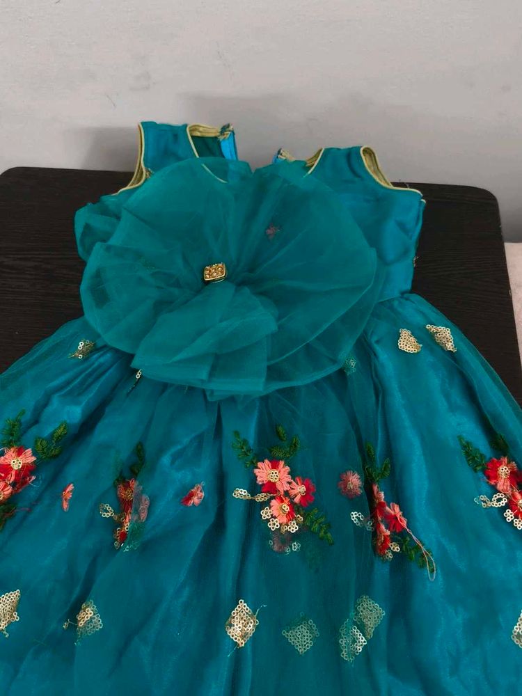Beautiful Teal Lehenga Choli with Floral Embroider