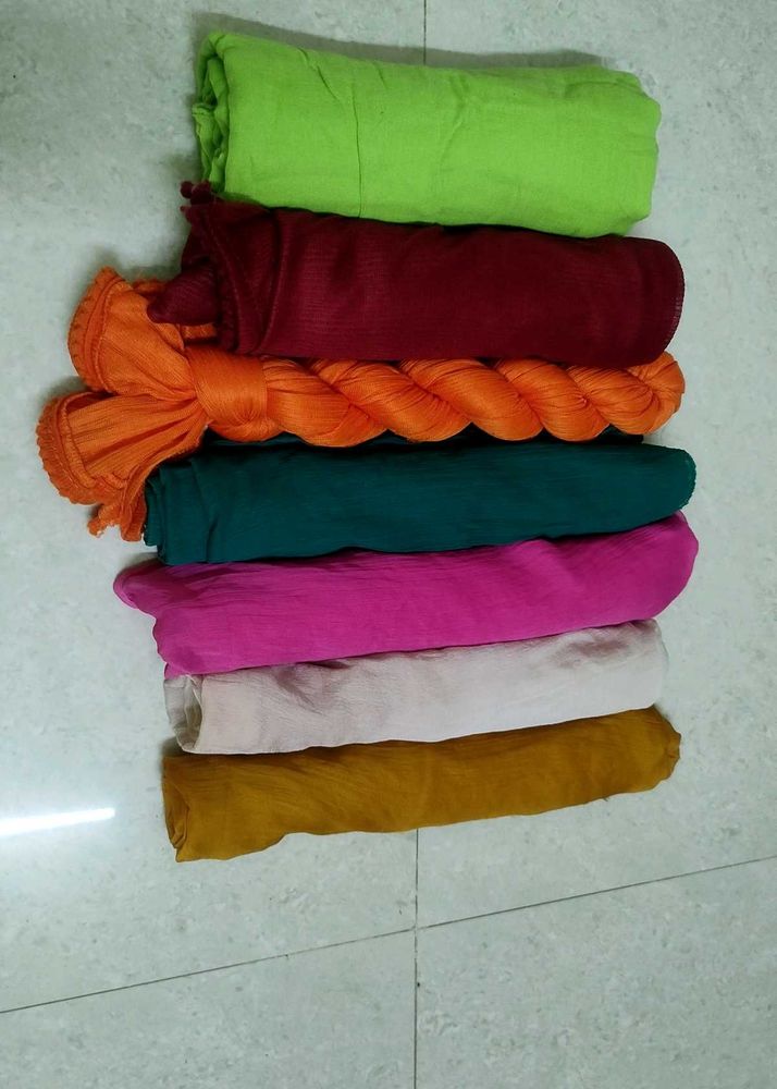 Bundle of 7 Colorful Dupattas