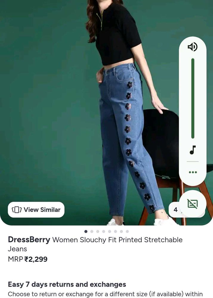 DressBerry Floral Slouchy Fit Jeans