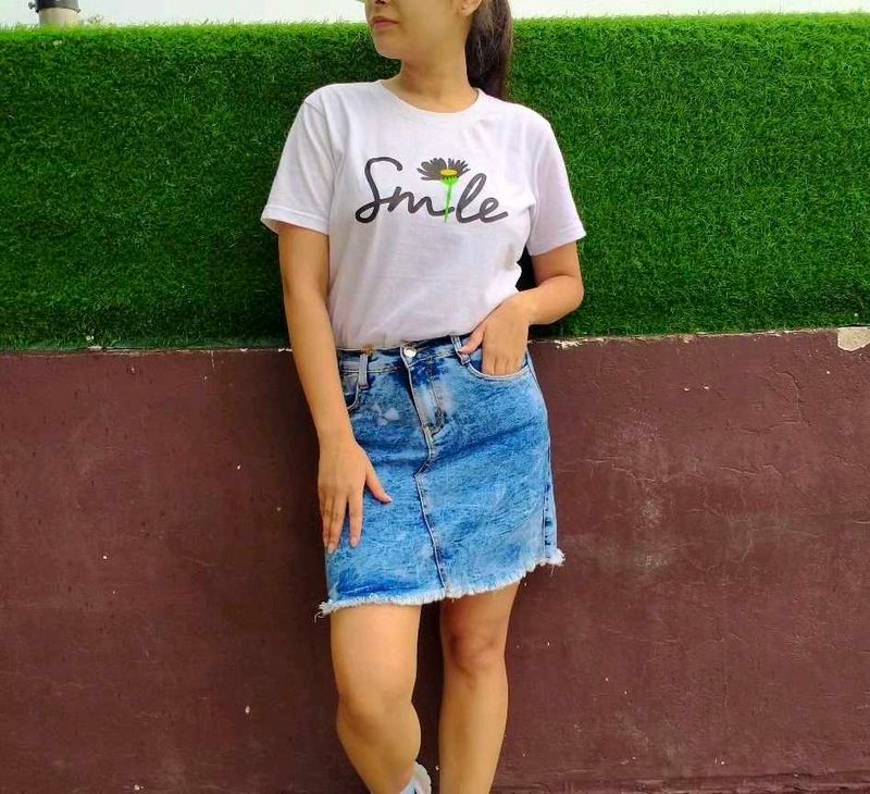 Acid Wash Denim Mini Skirt