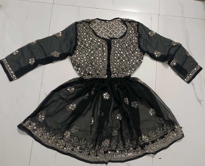 Mirrorwork Black Short Kurti