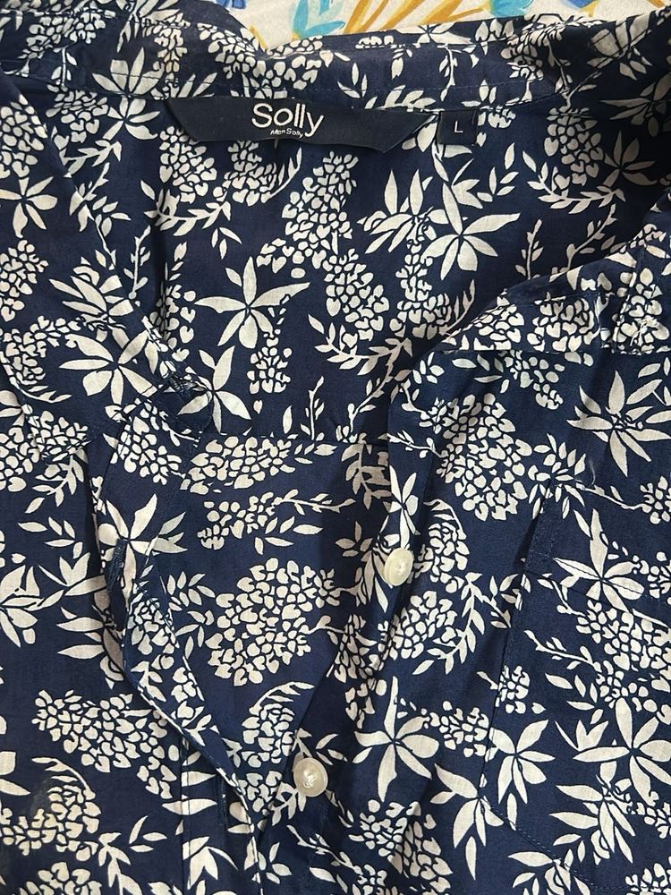 Solly Navy Floral Print shirt