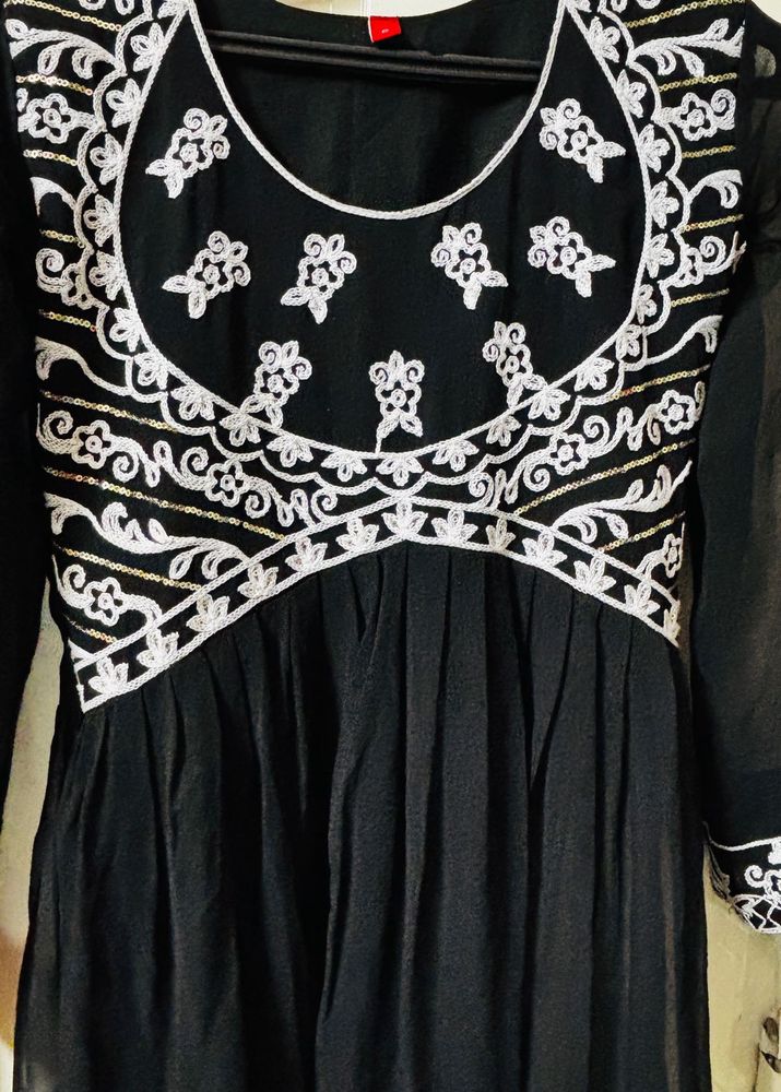 Elegant Black Embroidered Gown
