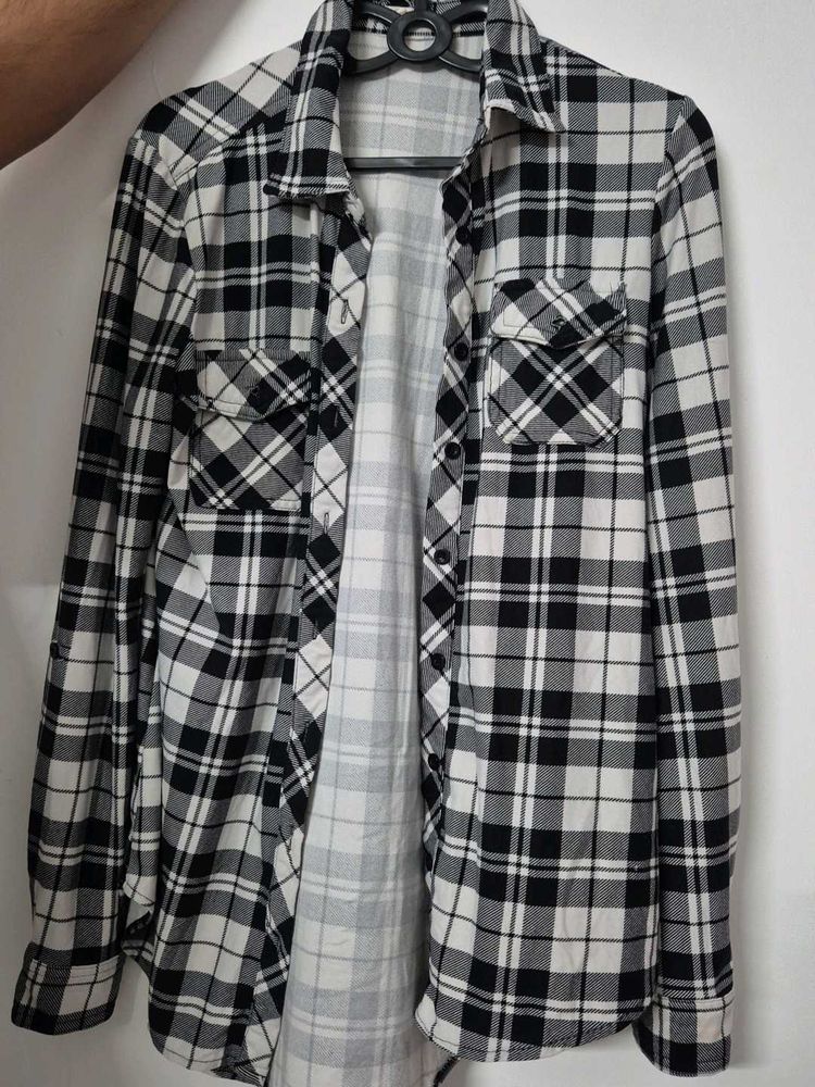 Classic Black &amp; White Plaid Shirt