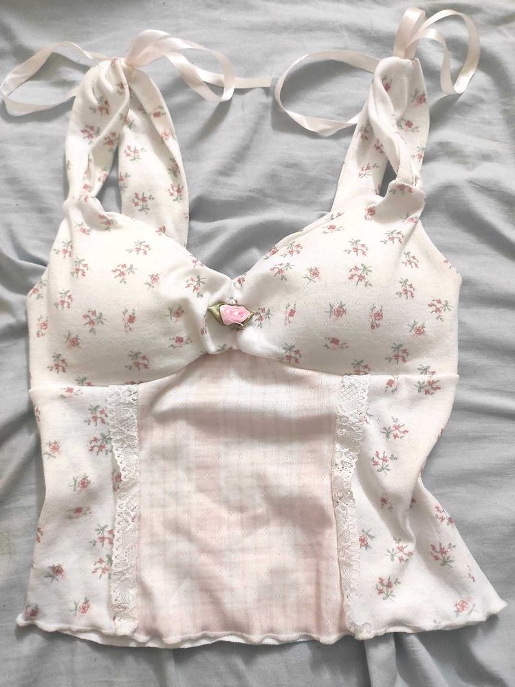 coquette Floral Cami Top with Lace Trim