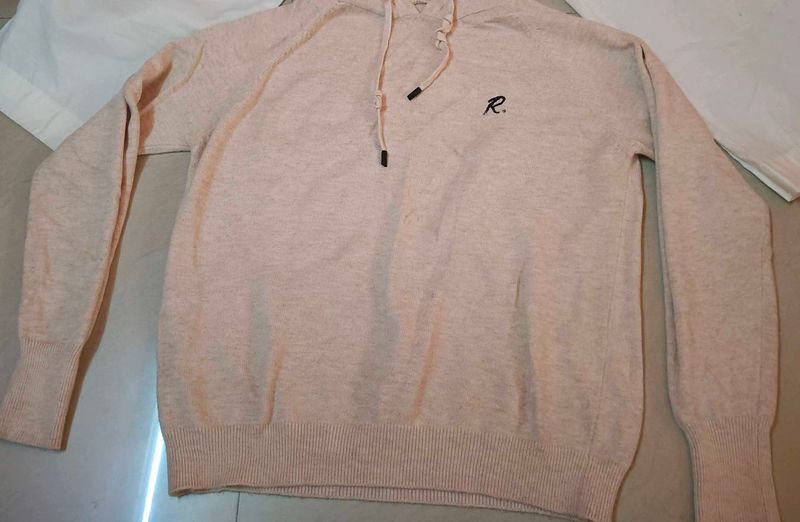 beige Embroidered Hoodie