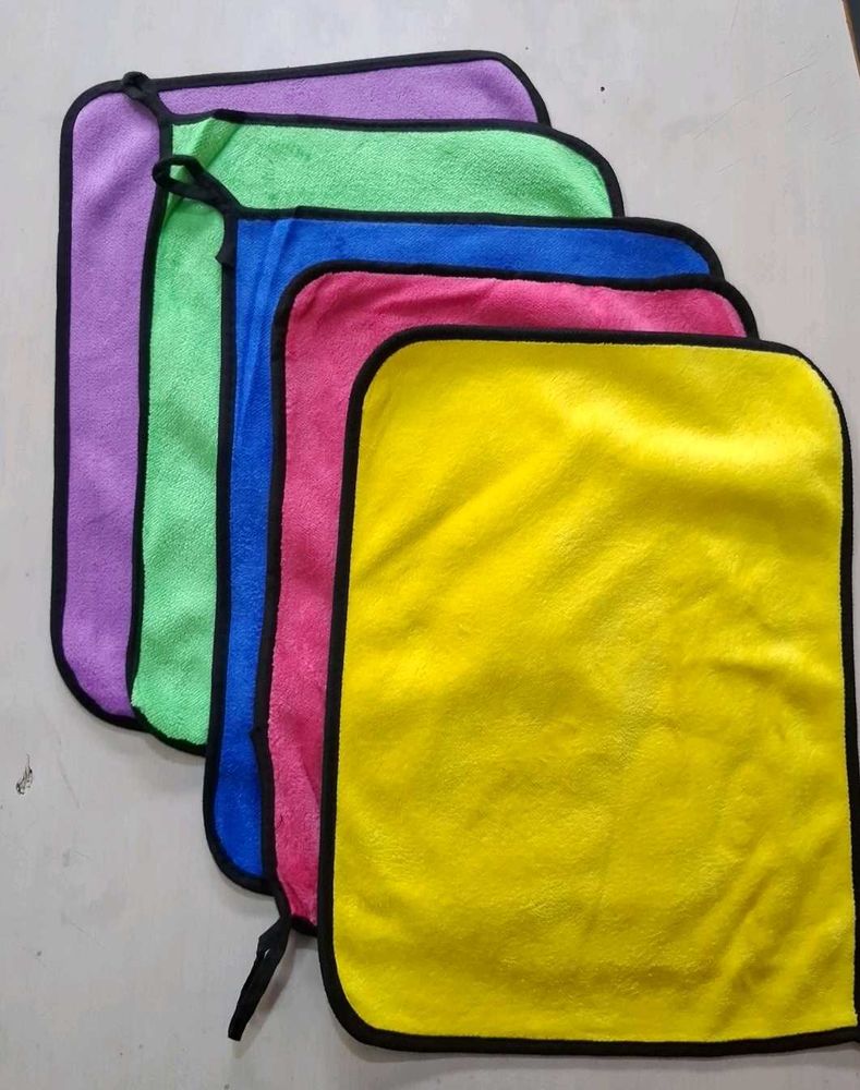 Set of 5 Colorful Microfiber Cleaning Towels