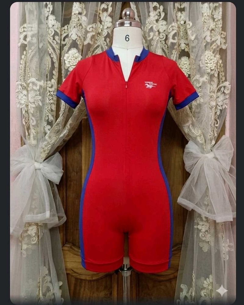 Retro Red &amp; Blue One-Piece Swimsuit