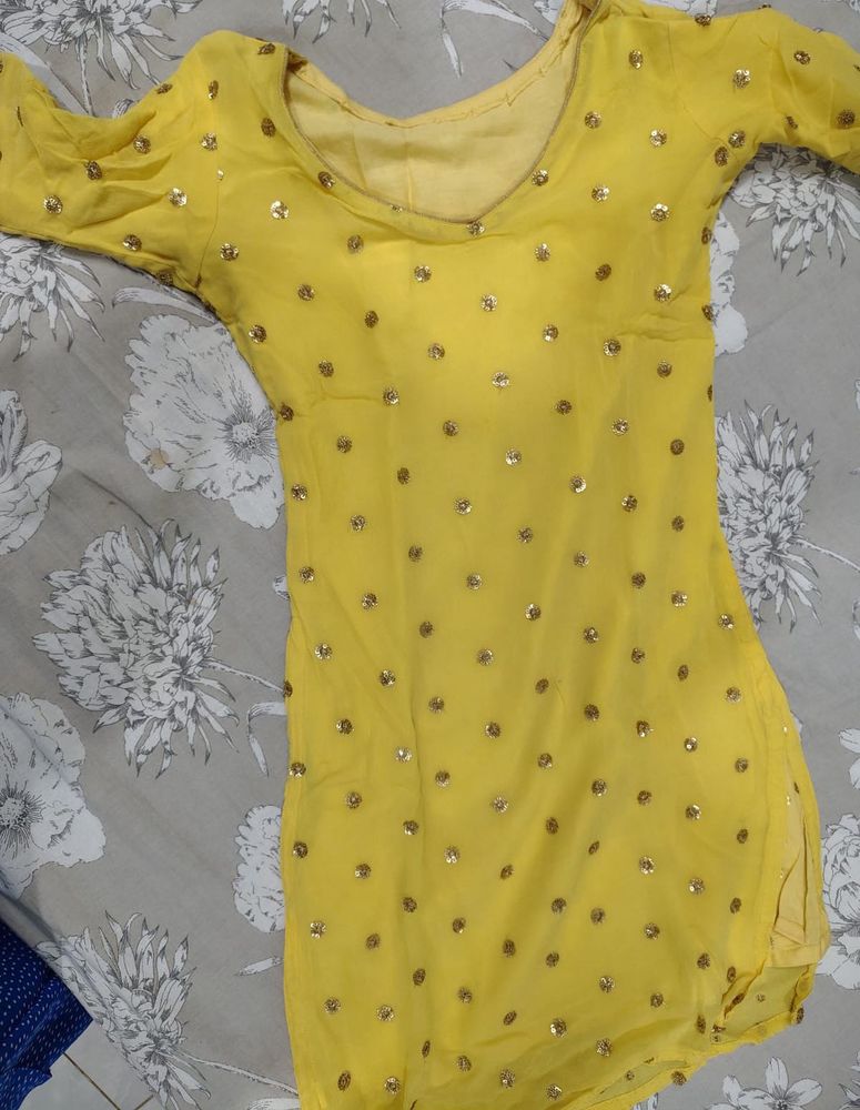 Yellow Sequined Kurti