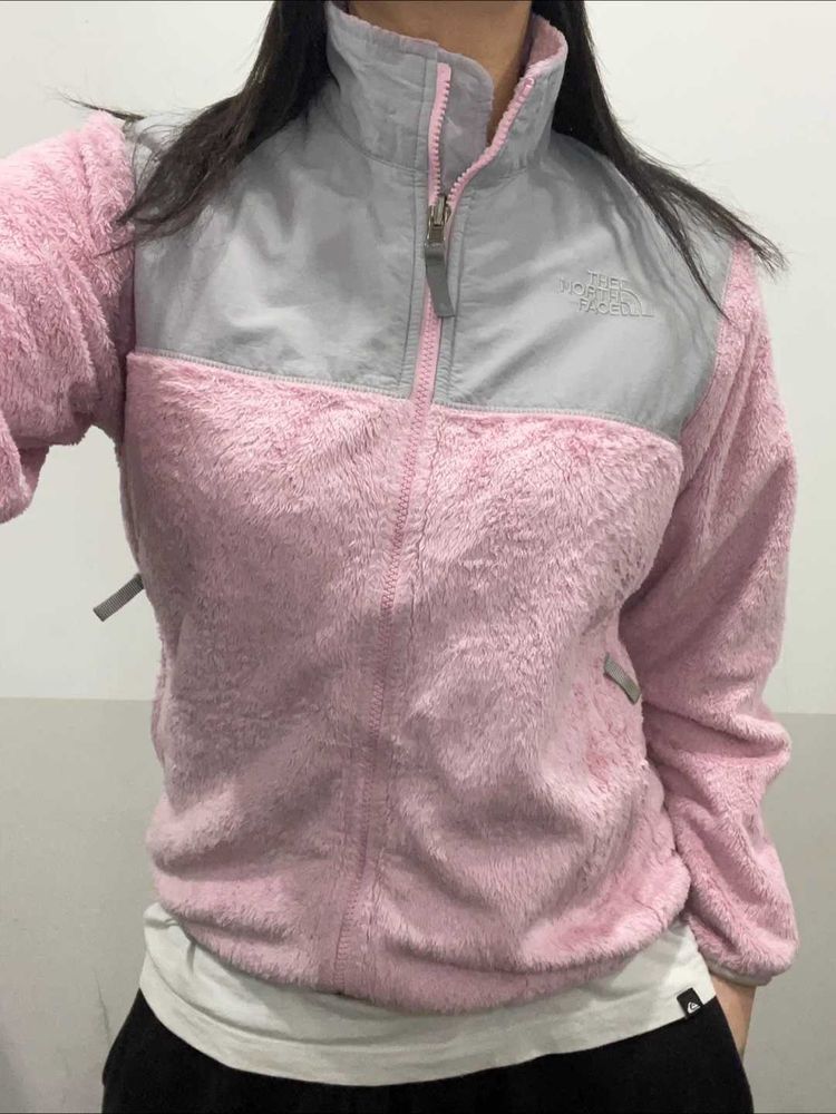 Y2K The North Face Pink Fuzzy Fleece Jacket