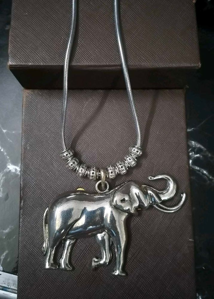 Elephant Oxidised/German Silver Pendent Necklace