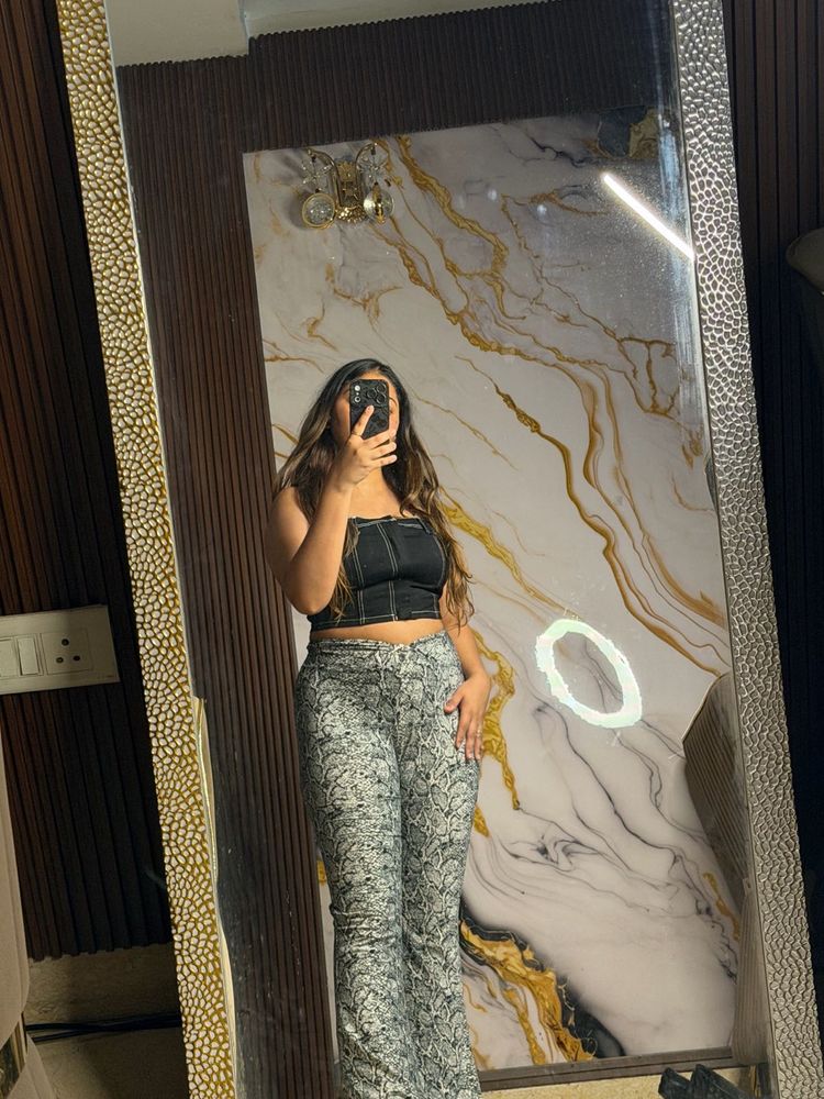 Stylish Snake Print Flare Pants