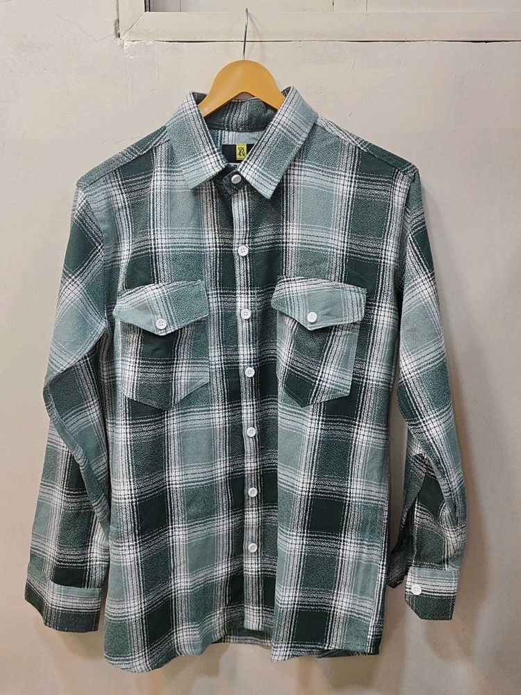 Green Plaid Flannel Shirt