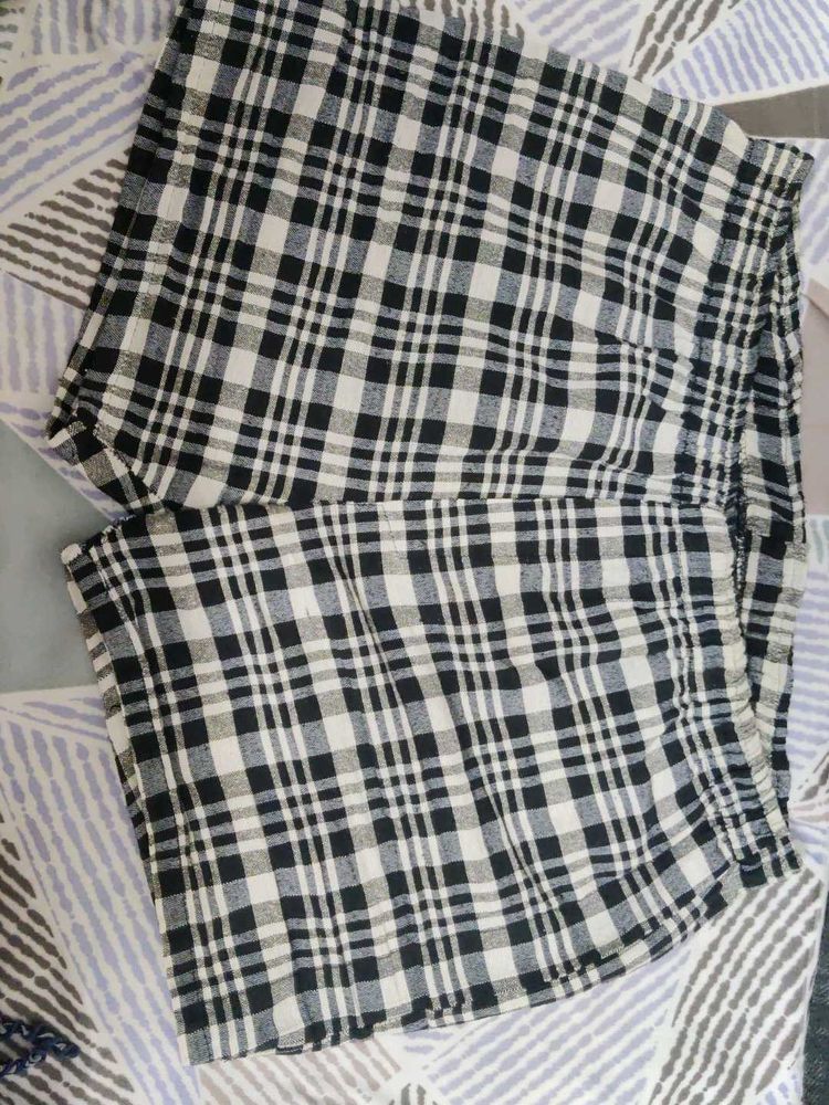 Black &amp; White Plaid Shorts