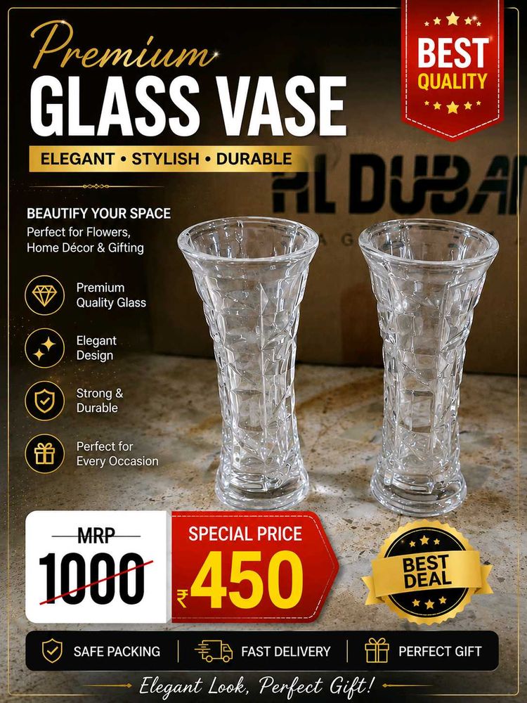 Set of 2 Clear Glass Vases
