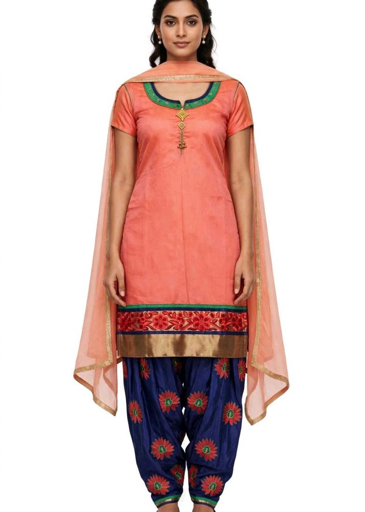 Elegant Peach Kurta Set with Patiala Pants