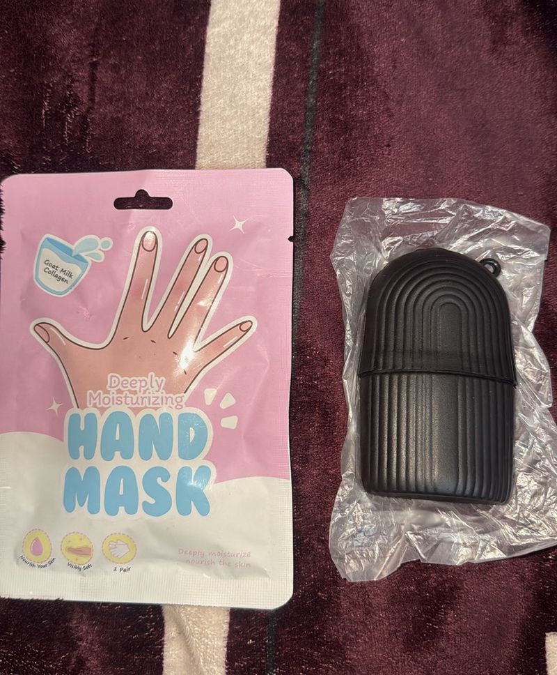 Miniso moisturising hand mask + Plum ice roller