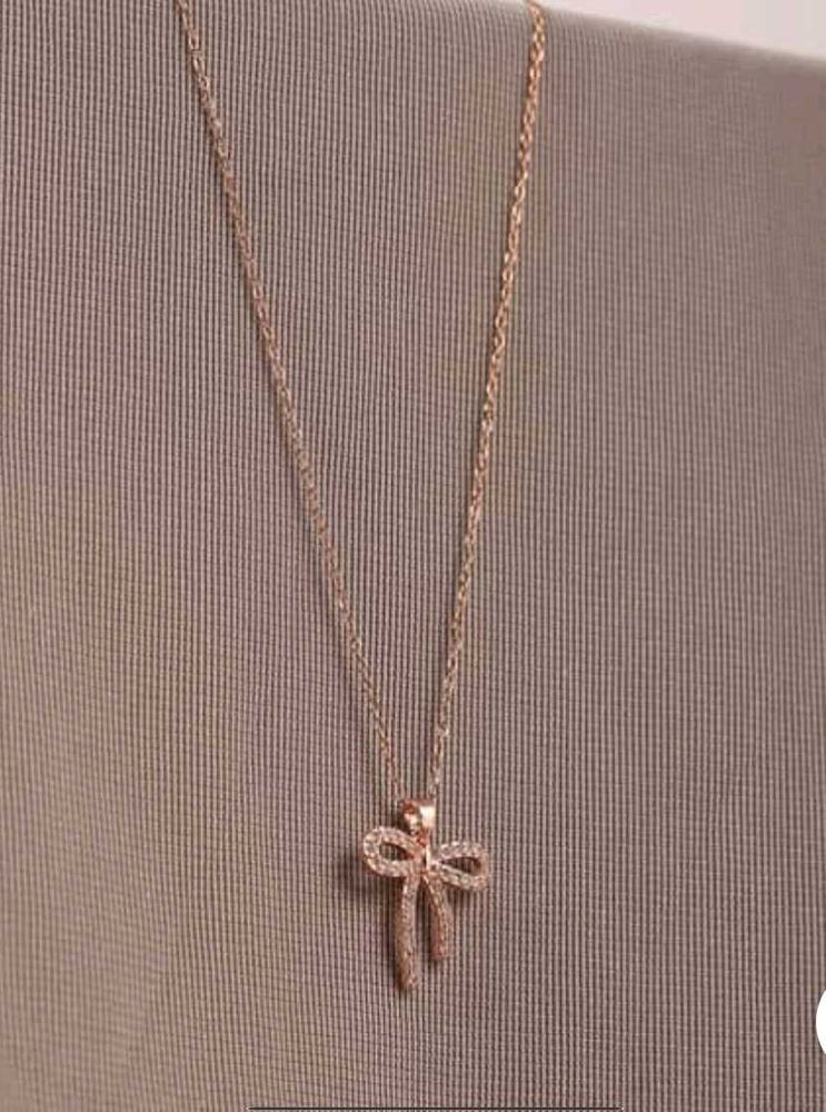 Rose Gold Bow Pendant Necklace