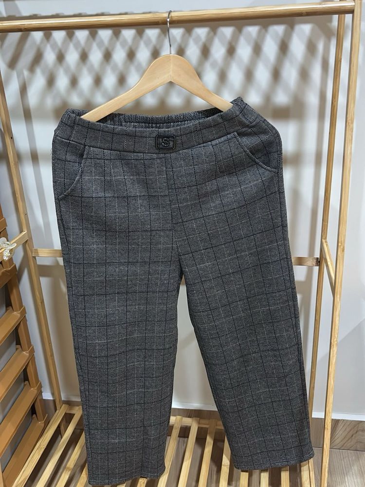 Fleece lined checked pant