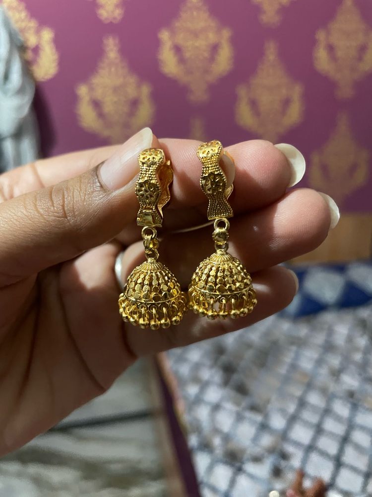 Golden Jhumka Earrings