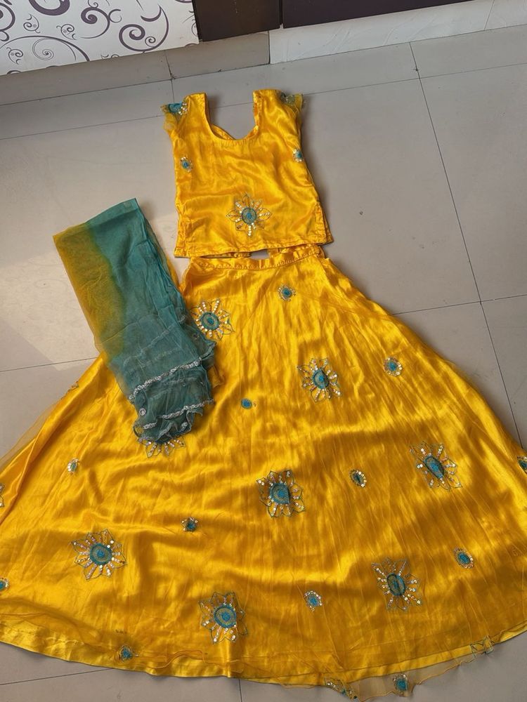 Yellow Embroidered Lehenga Choli Set