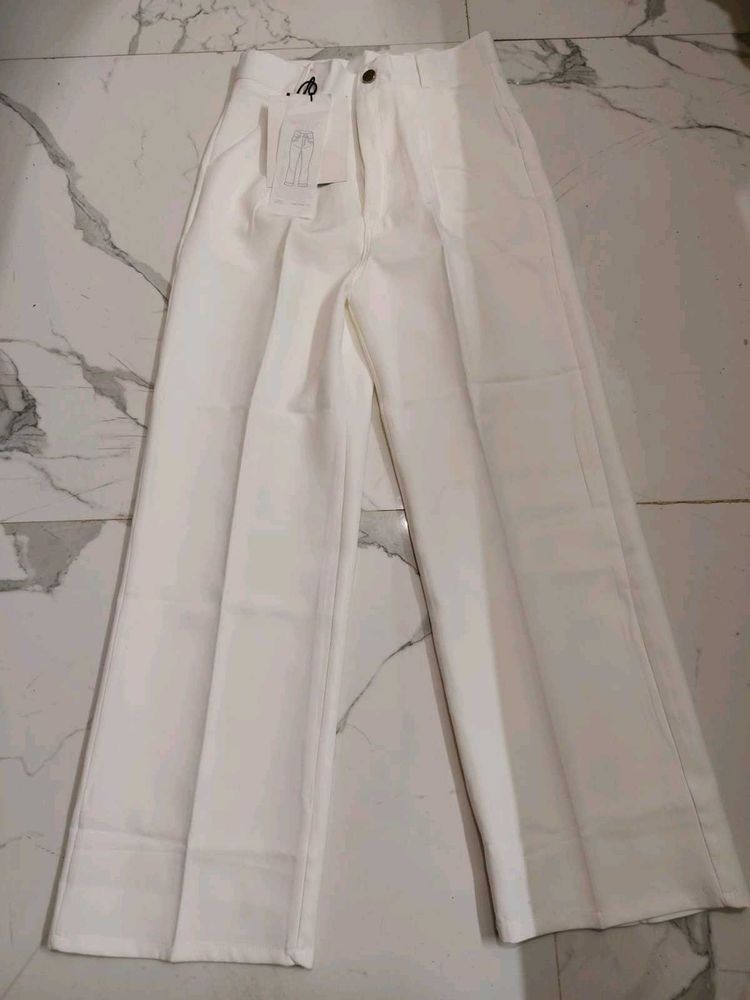 Chic White Wide-Leg korean pant