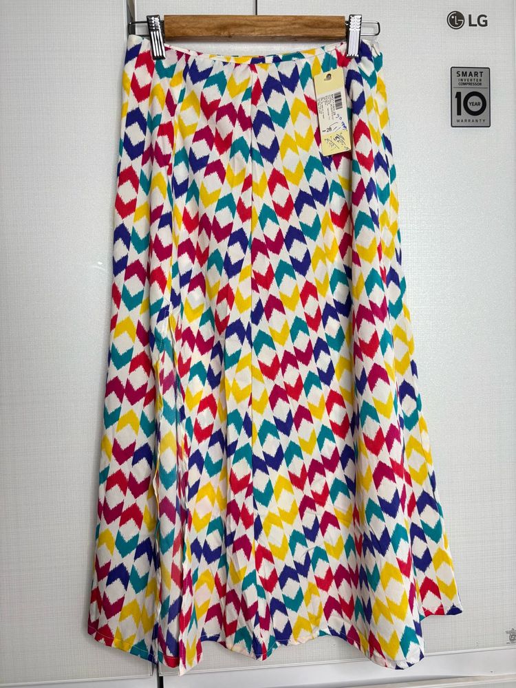Colorful Patterned Midi Skirt