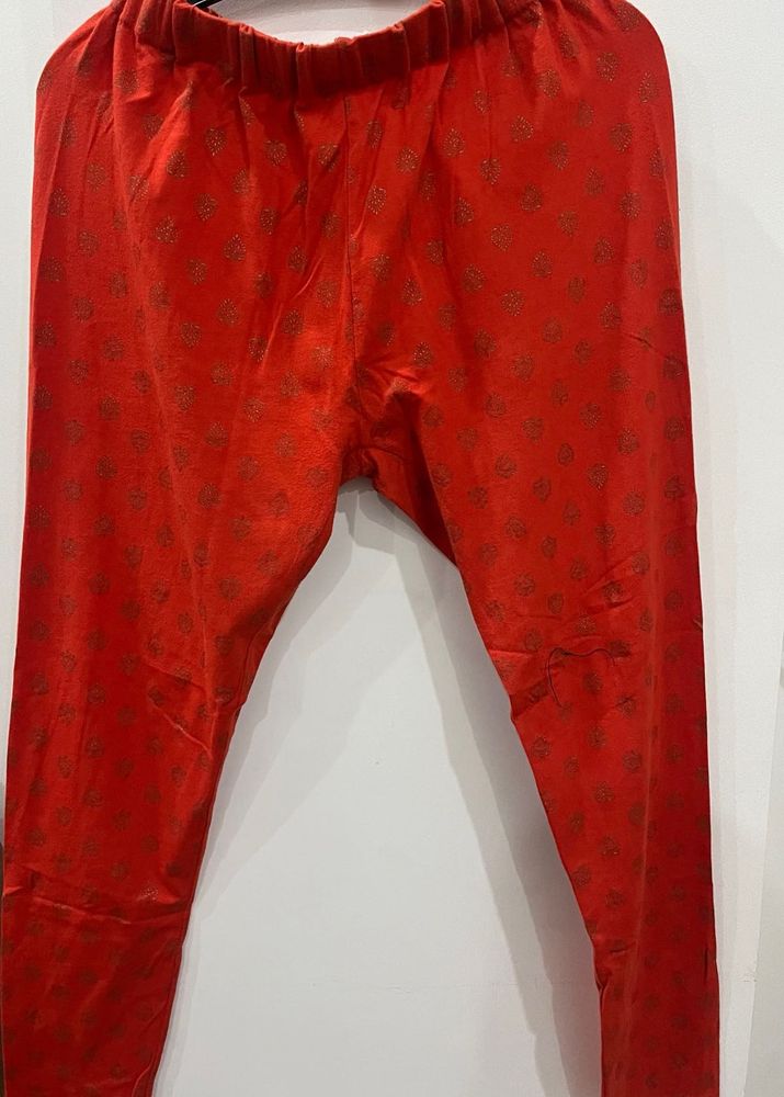 Vibrant Coral Printed Salwar Pants