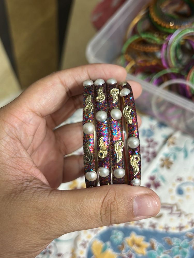 Sparkling Pearl &amp; Paisley Bangles