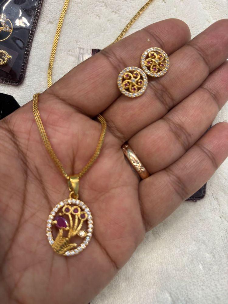 Gold Plated Pendant &amp; Earring Set