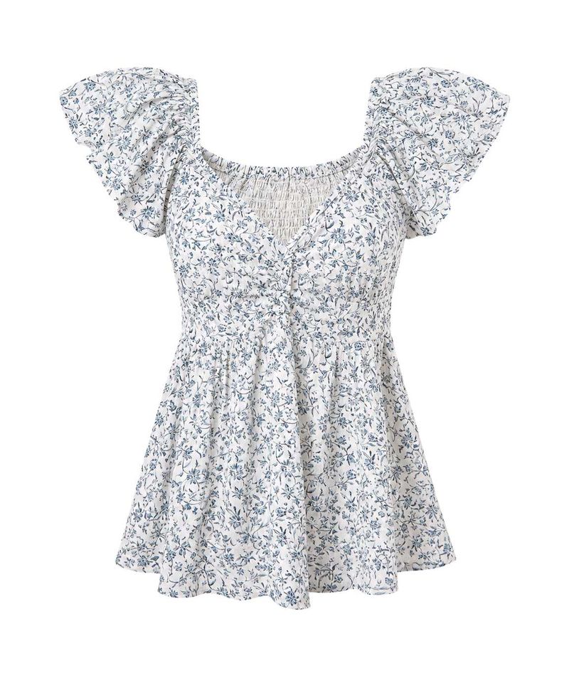 Floral Print Puff Sleeve Top