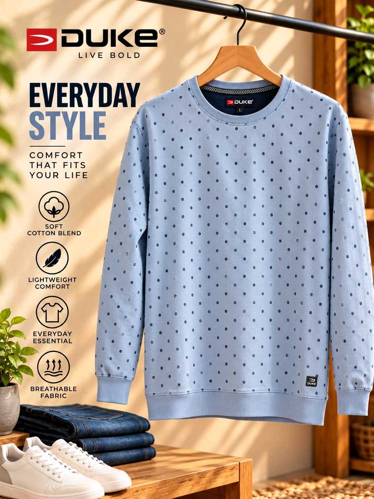Duke New Men's Blue Polka Dot Sweatshirt