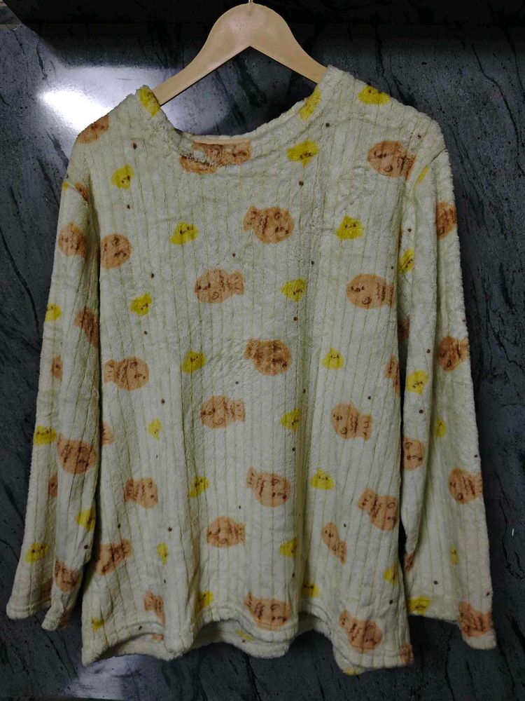 Cozy Cartoon Print Pajama Top