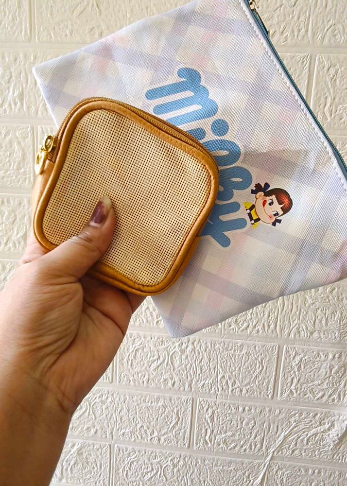 Cute Leather &amp; Cartoon Pouch Set