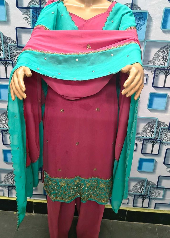 Shirt Shalwar Dupatta Zardozi Festival Offer Silk