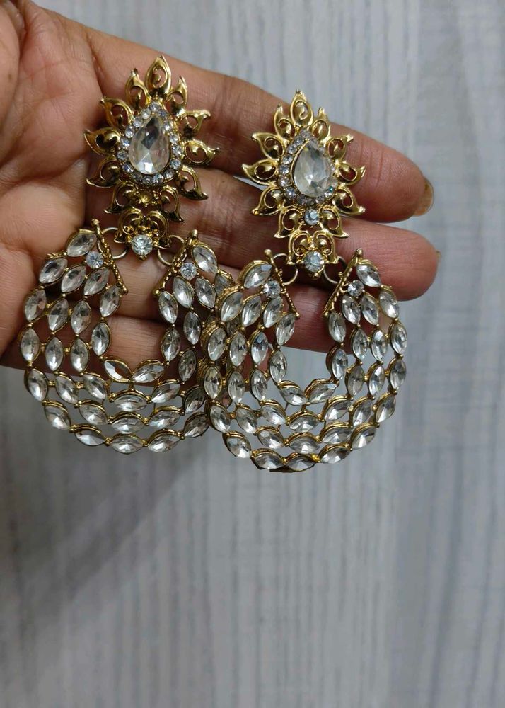 Statement Earrings - Gold &amp; Crystal