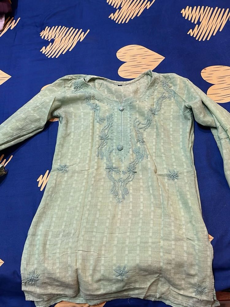 Elegant Mint Green Embroidered Kurta