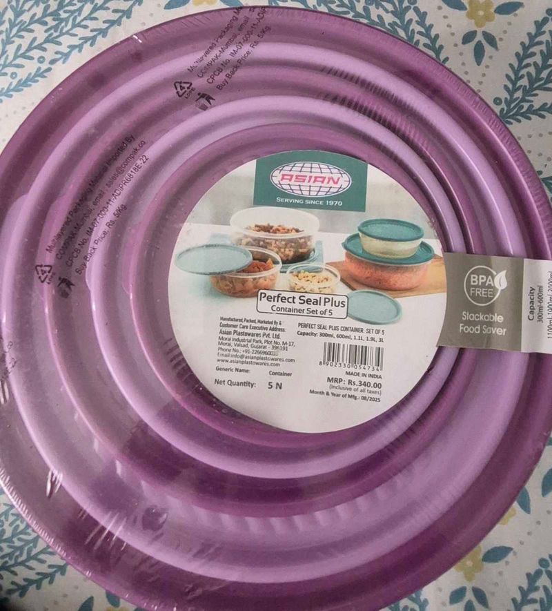 Asian Perfect Seal Plus Container Set - 5 Pcs